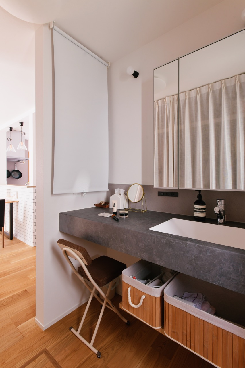 夫婦ふたりで立てるキッチン、洗面のあるお家