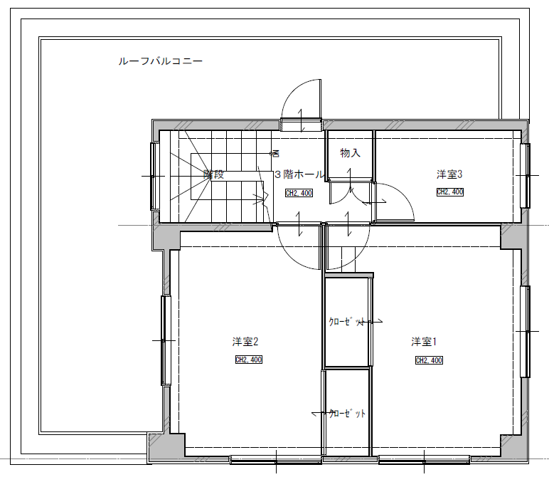 before 3階には、大きなルーフバルコニーと、洋室が３部屋