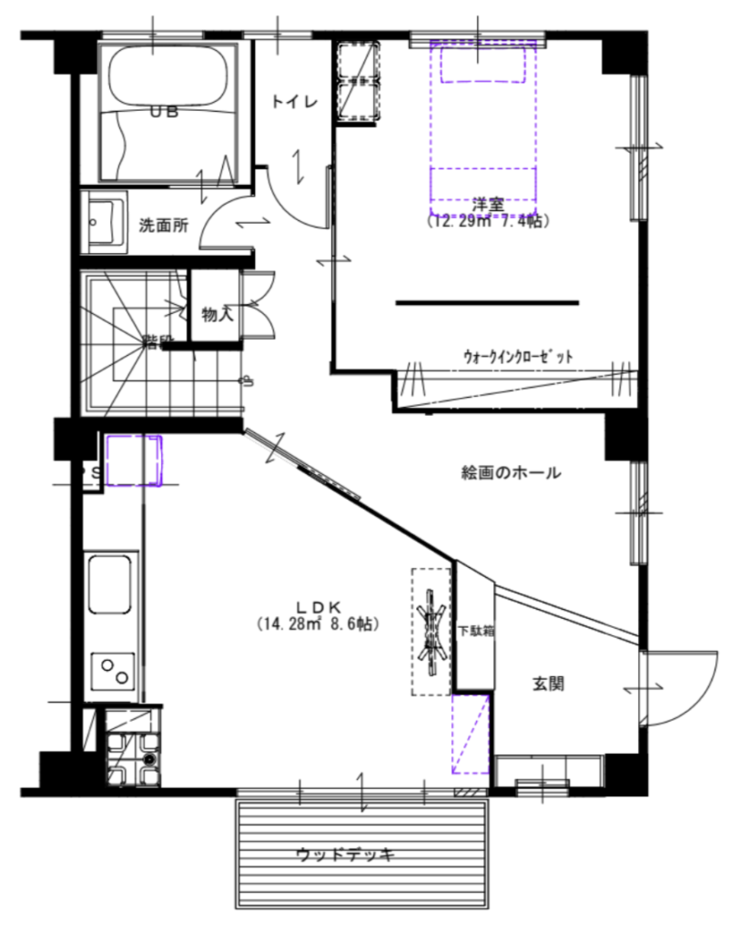 after １階はお母さまが住む生活空間に。LDKや寝室を設けた