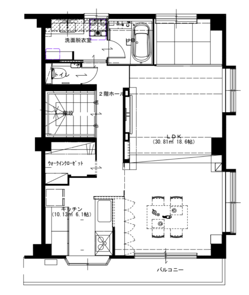 after 2階は娘さんご夫婦の住む生活空間。LDKとキッチン、洗面・お風呂を設置。