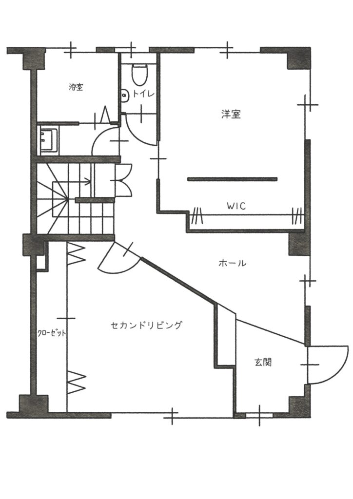 before 1階には、セカンドリビングと洋室、洗面・バスルーム。