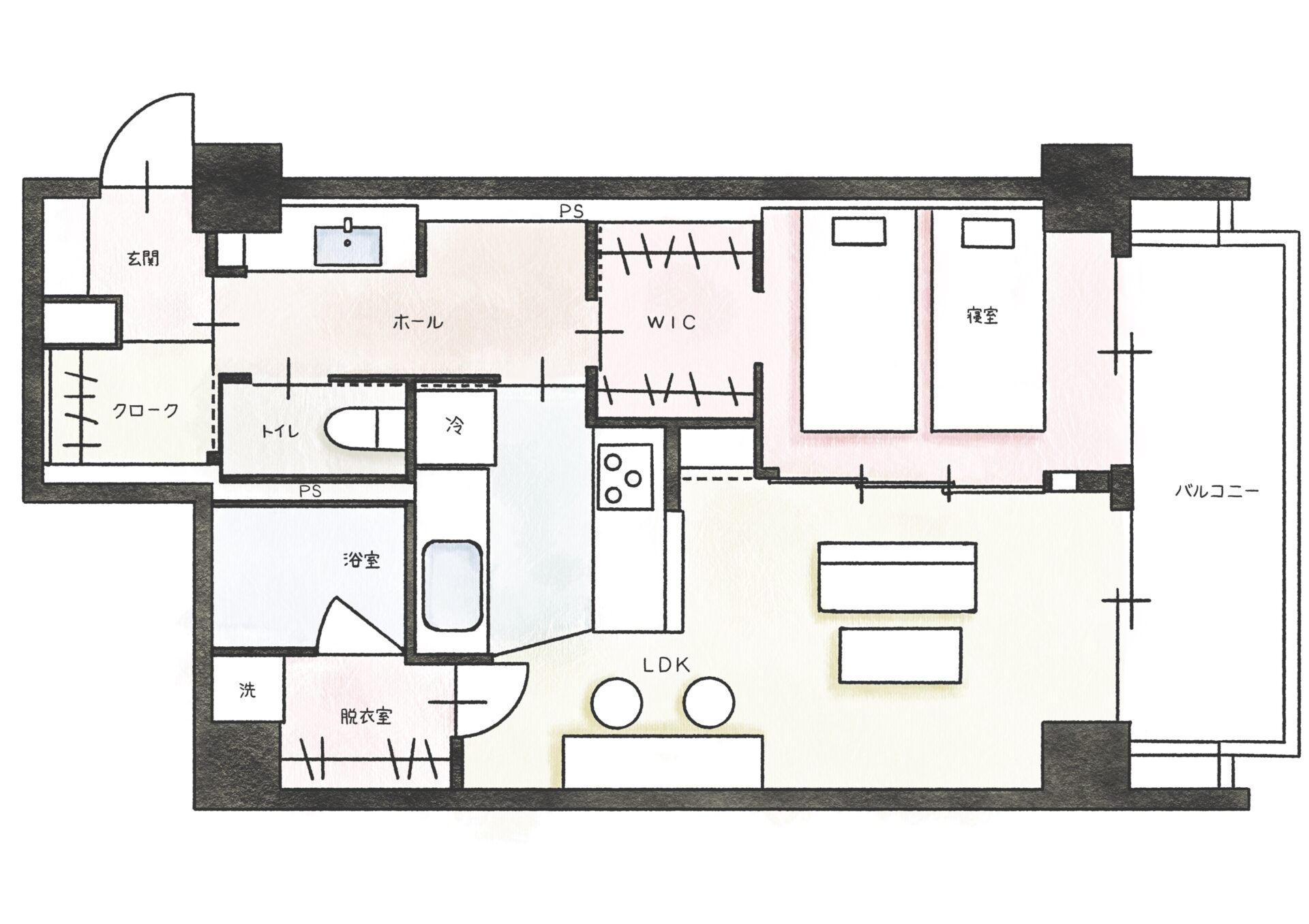リノベーション事例_マンション・RC造
_設計図_施工後_築古_二見 奈々絵_エントリエ