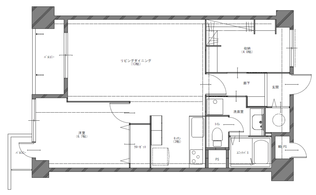 施工事例_マンションリノベーション_before_間取り_鈴木栄弥_エントリエ