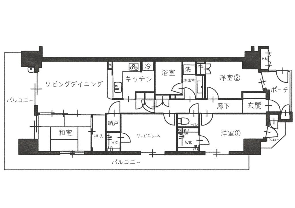 マンション_リノベーション_間取り図_before_二見 奈々絵担当_エントリエ