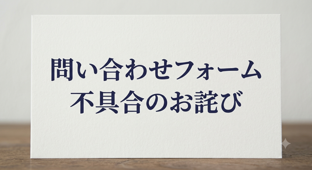 【お詫び】お問い合わせフォームの不具合と復旧のお知らせ